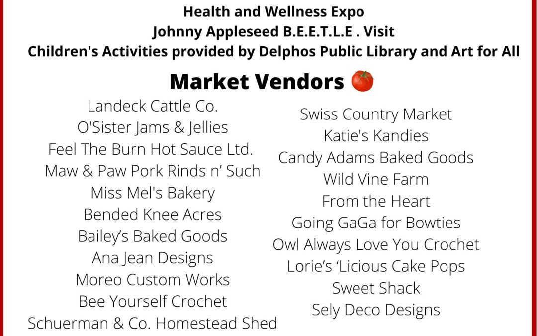 Downtown Delphos Farmers Market June 27th